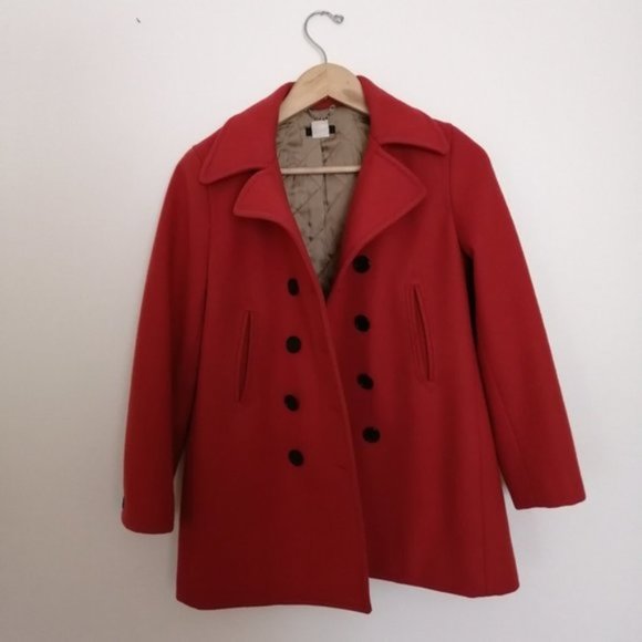 J. Crew Burnt Orange Red Wool Trench Coat - Picture 8 of 16